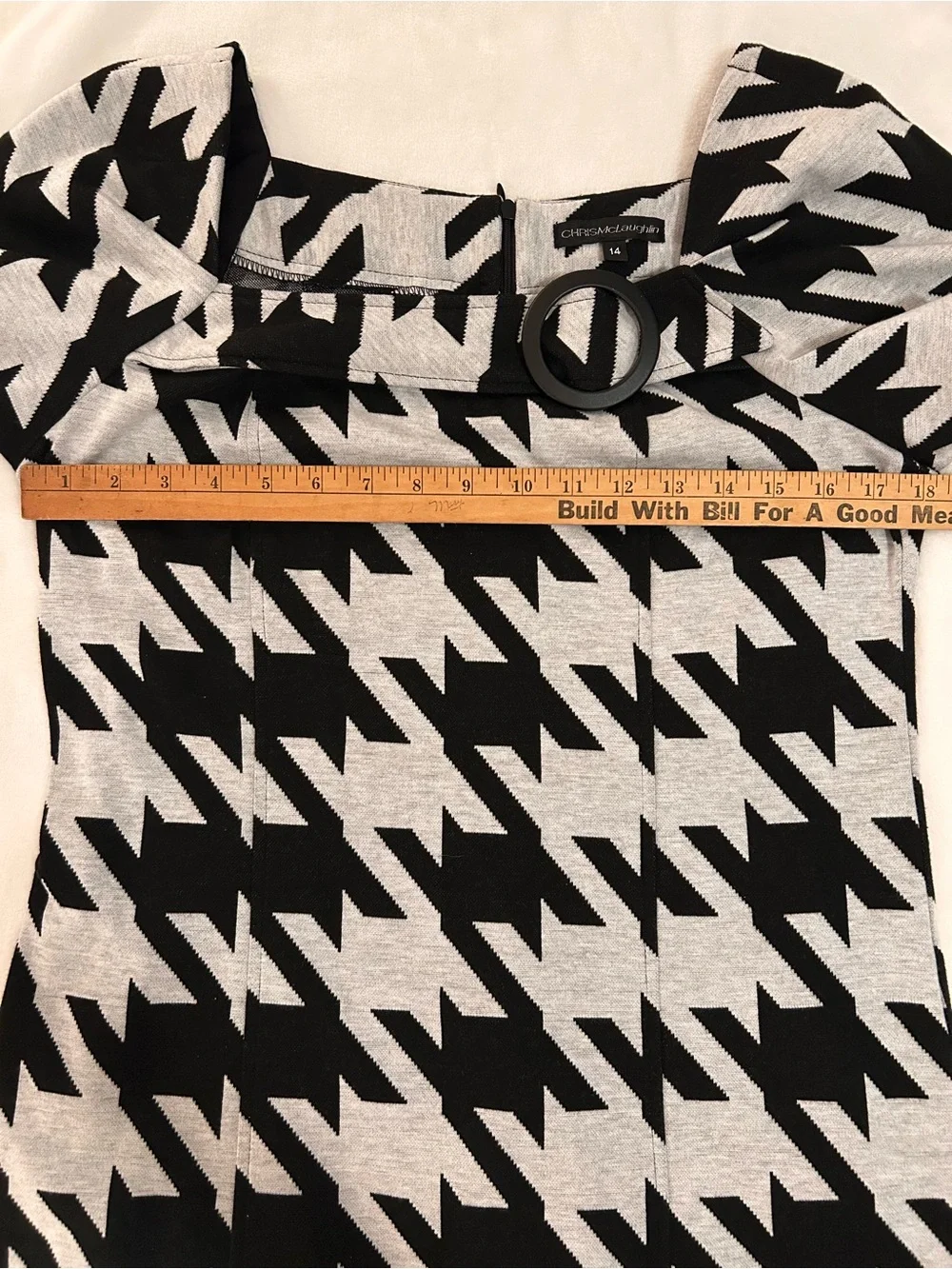 CHRIS McLauglin Black and White Houndstooth Knee-Length Dress size 14 - Picture 9 of 10